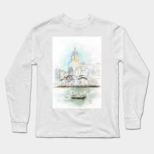 Hong Kong Victoria Harbor 1 ink and watercolour Long Sleeve T-Shirt